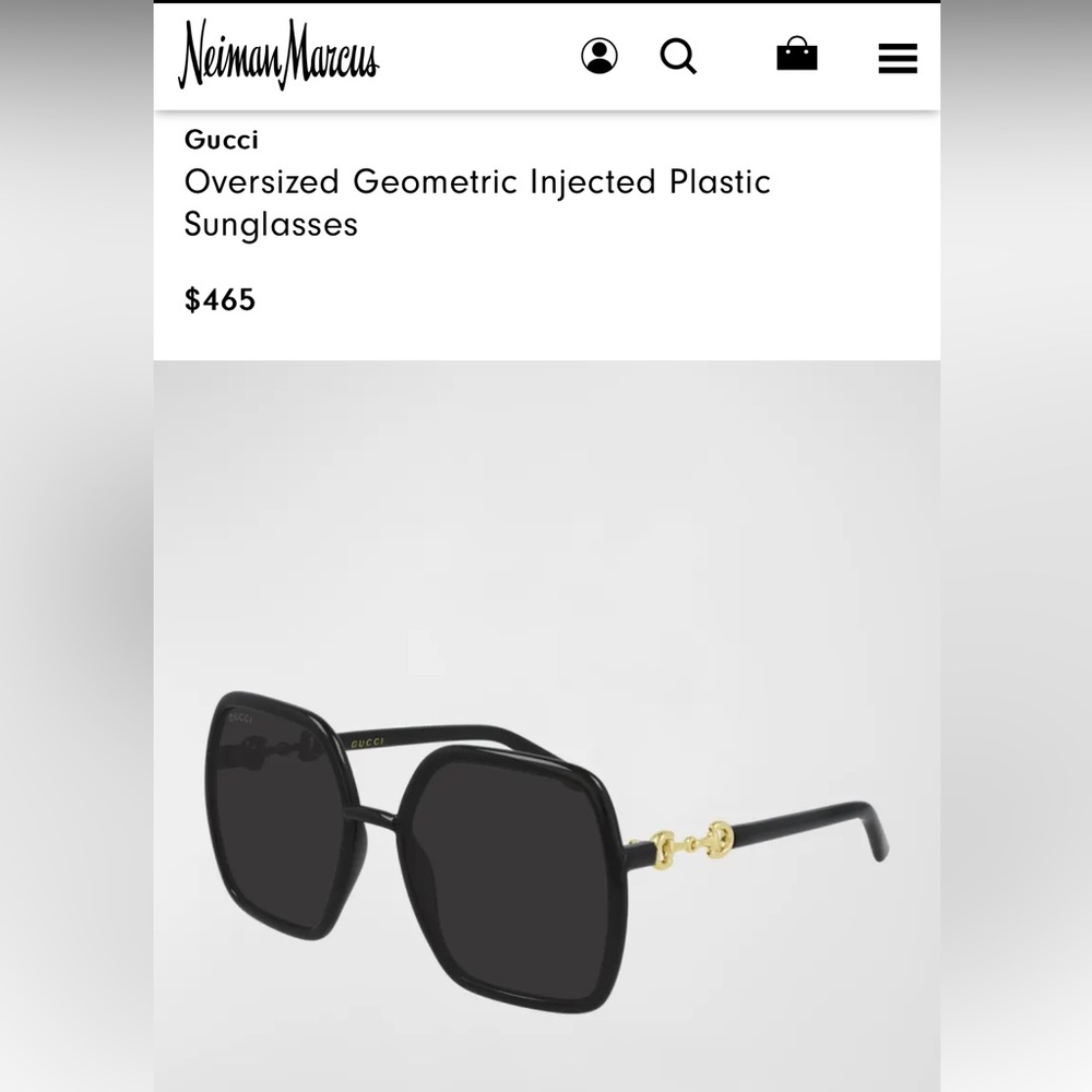 Gucci Black Square Framed Sunglasses with Gold Horsebit Detail